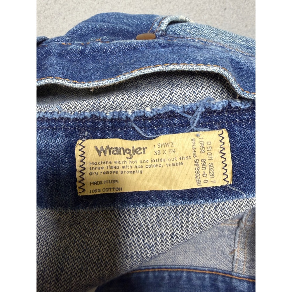 Wrangler Jeans Mens 38x34 Blue 13MWZ Cowboy Cut Vintage 90s Made in USA Denim - Picture 6 of 12
